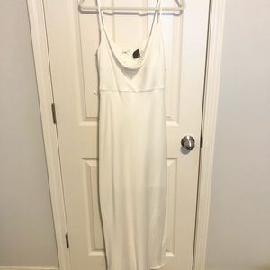 Long White Satin Slip Dress Size 10